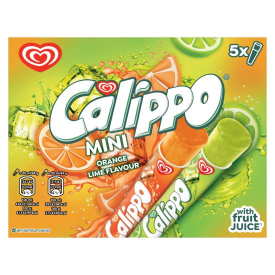 Calippo Orange -Lemon Lime, Heartbrand Mini Ice Lollies (5 pack)