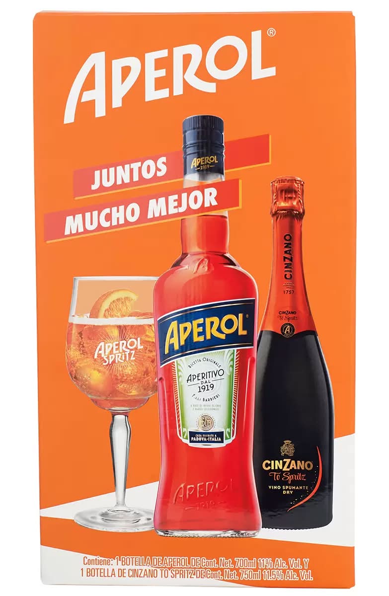 Aperol · Pack aperitivo + vino espumante seco cinzano pro spritz (2 un)