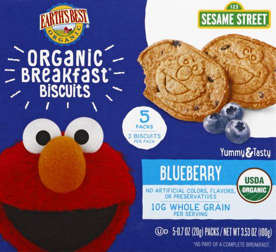 Earth's Best Sesame Street Organic Blueberry Breakfast Biscuits (5 x 0.7 oz)