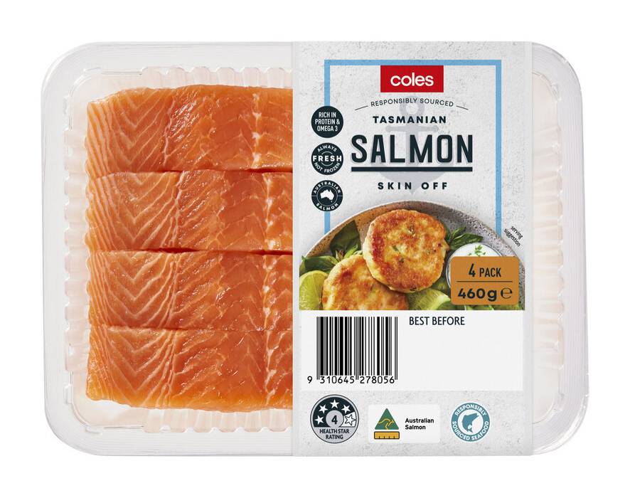 Coles Tasmanian Salmon Portions Skin Off (460g, 4 pack)