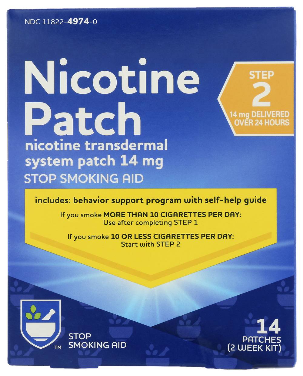 Rite Aid Nicotine Transdermal System Patch Step 2, 14mg (14 ct)