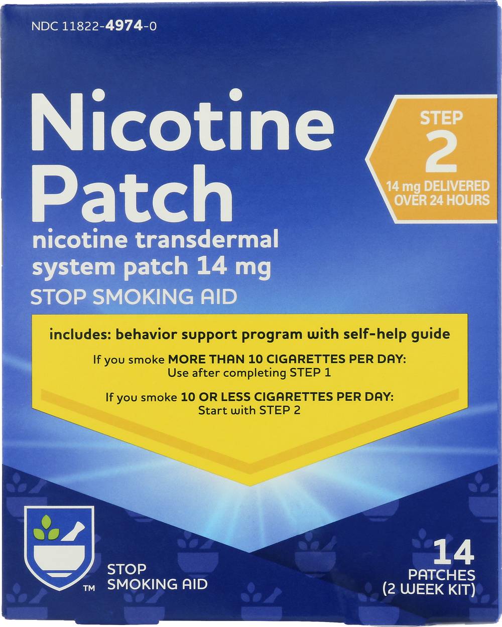 Rite Aid Nicotine Transdermal System Patch Step 2, 14mg (14 ct)