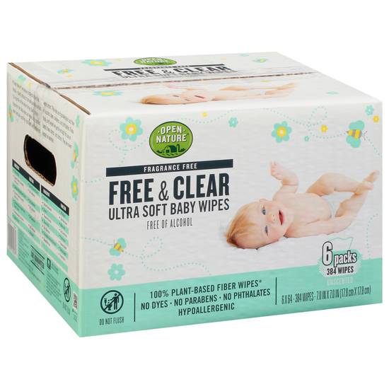 Open Nature Free & Clear Ultra Soft Fragrance Free Baby Wipes (6 ct)