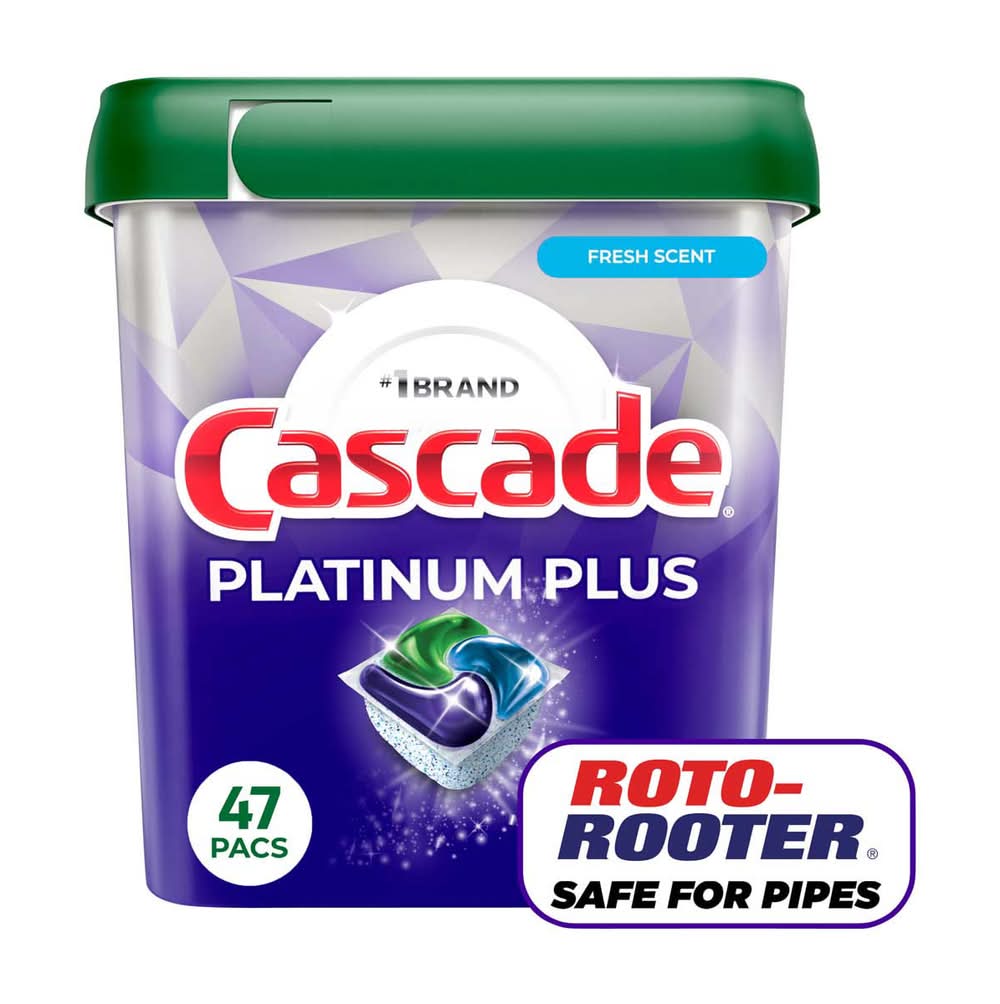 Cascade Platinum Plus Dishwasher Pods Fresh Scent 47 Ct