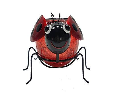 LED Solar Crackle Ball Ladybug