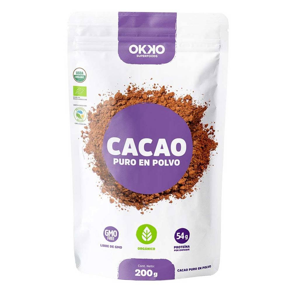 OKKO · Cacao orgánico puro en polvo (200 g)