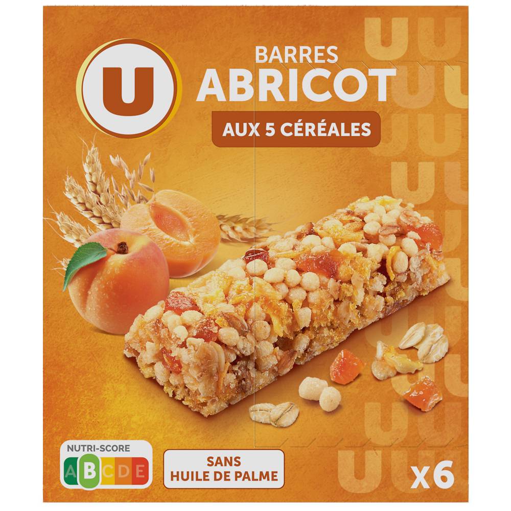 Barres céréales blé complet abricot, x6, 126g