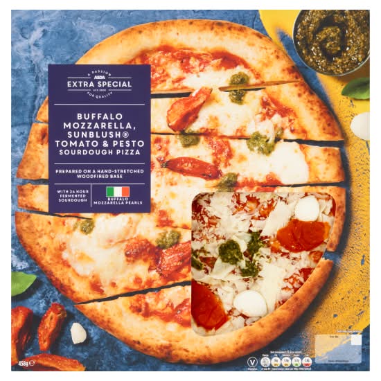 ASDA Extra Special Buffalo Mozzarella Sunblush Tomato & Pesto Sourdough Pizza (458g)