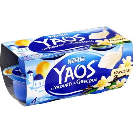 Yaourt à la grecque vanille YAOS - les 4 pots de 125g