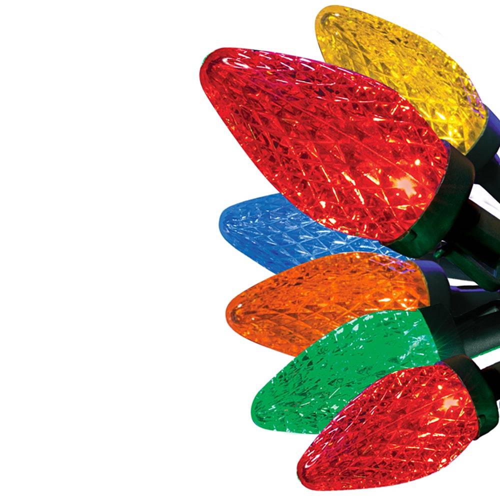 GE 75-count 37 Ft StayBright Multi-Color LED Diamond Cut C9 Christmas Lights | 91145LO