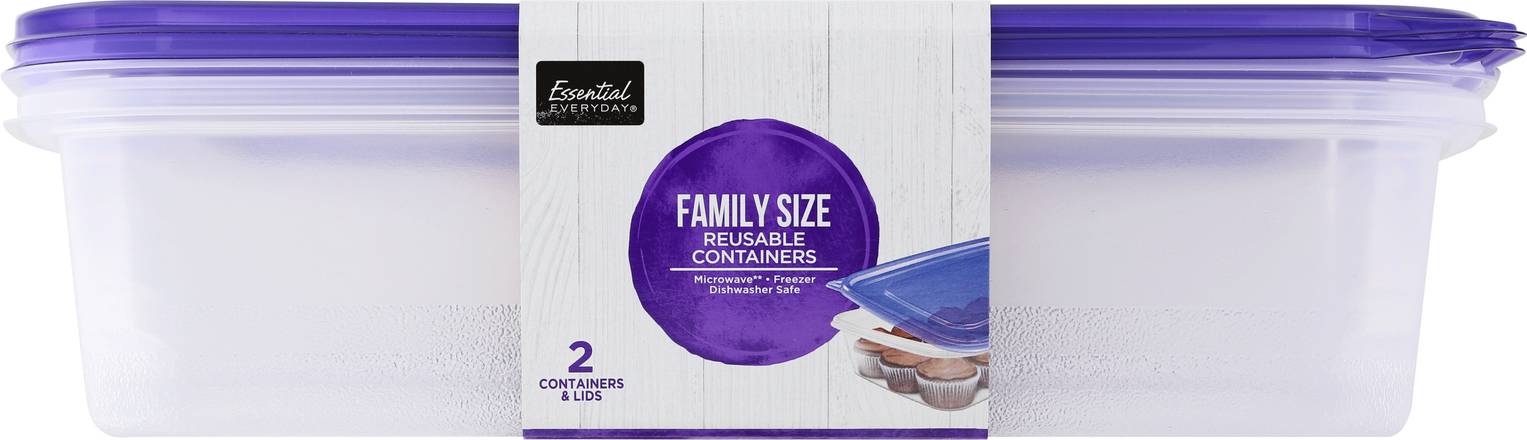 Essential Everyday Containers & Lids, Reusable, Family Size, 128