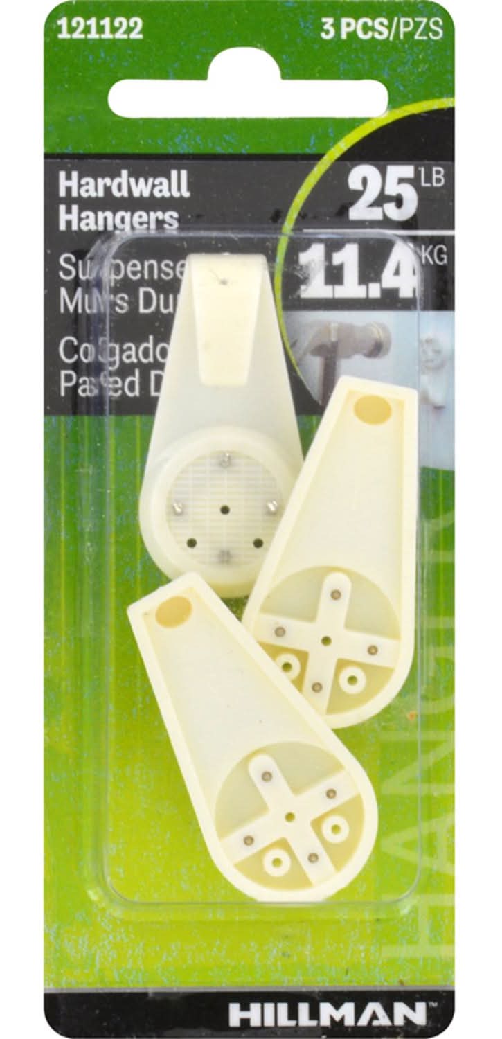 Hillman Plastic Coated White Hardwall Picture Hook 25 Lb 3 Pk