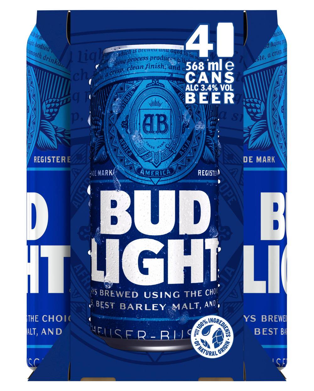 Bud Light Lager Beer x4 568ml