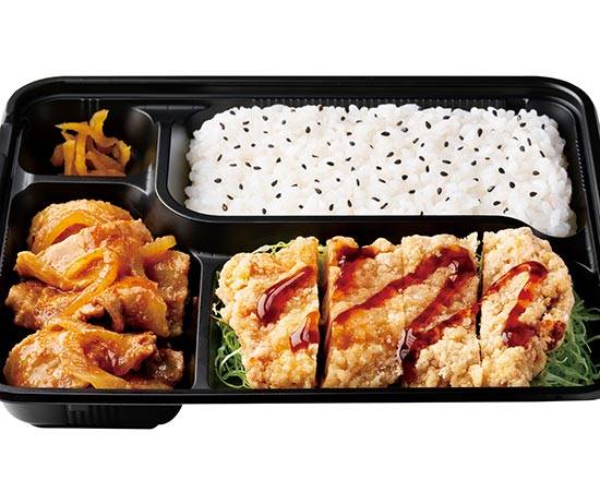 チキン竜田生姜焼き��弁当 Chicken Tatsuta and ginger‐fried pork lunch box