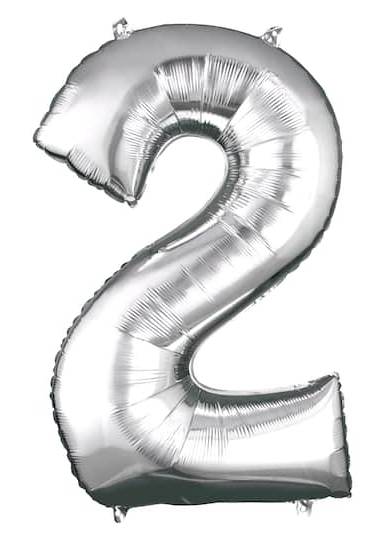 Inflated 34" Silver Number Mylar Balloon