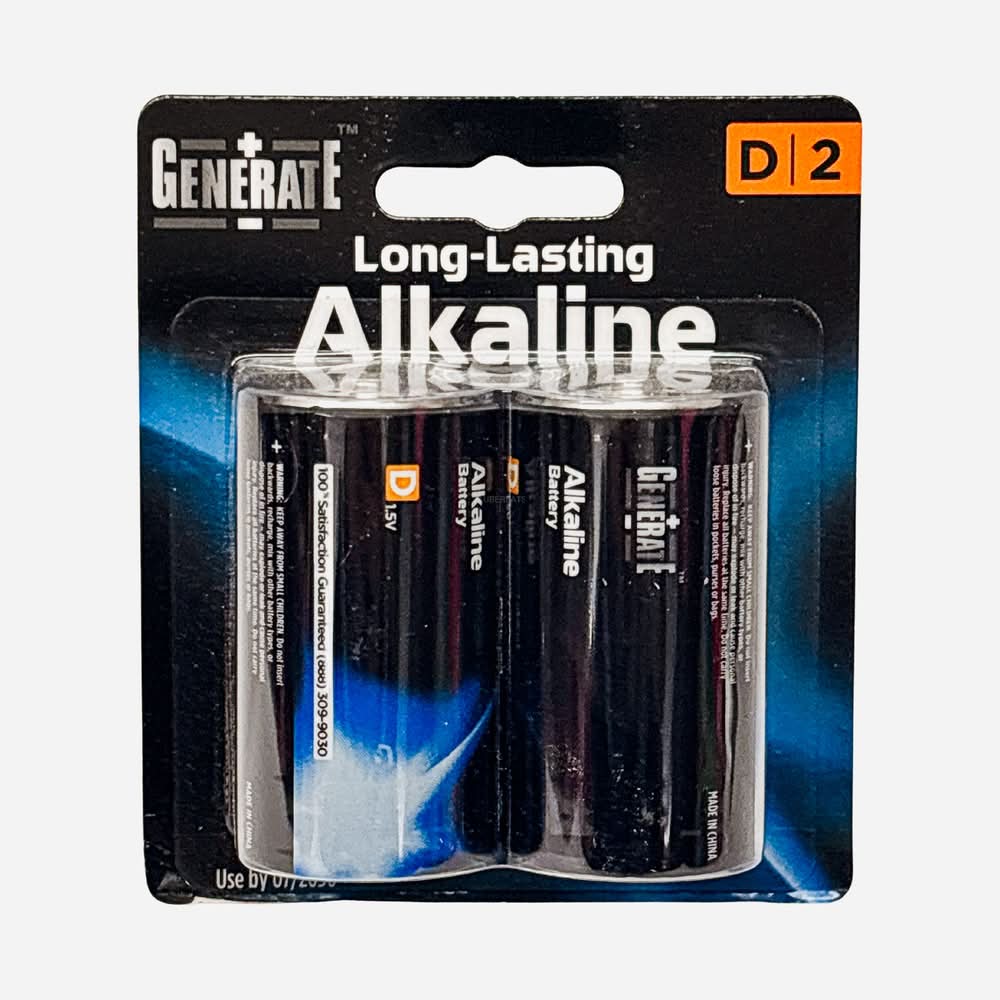 Generate D Long-Lasting Alkaline Battery 2 Ct