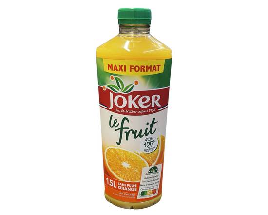 Le fruit jus orange sans pulpe bouteille Joker 1,5 L