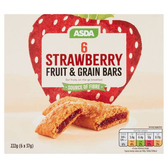 Asda 6 Strawberry Fruit & Grain Bars 6 x 37g (222g)