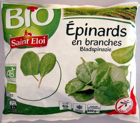 Epinards en branches bio - saint eloi - 600g