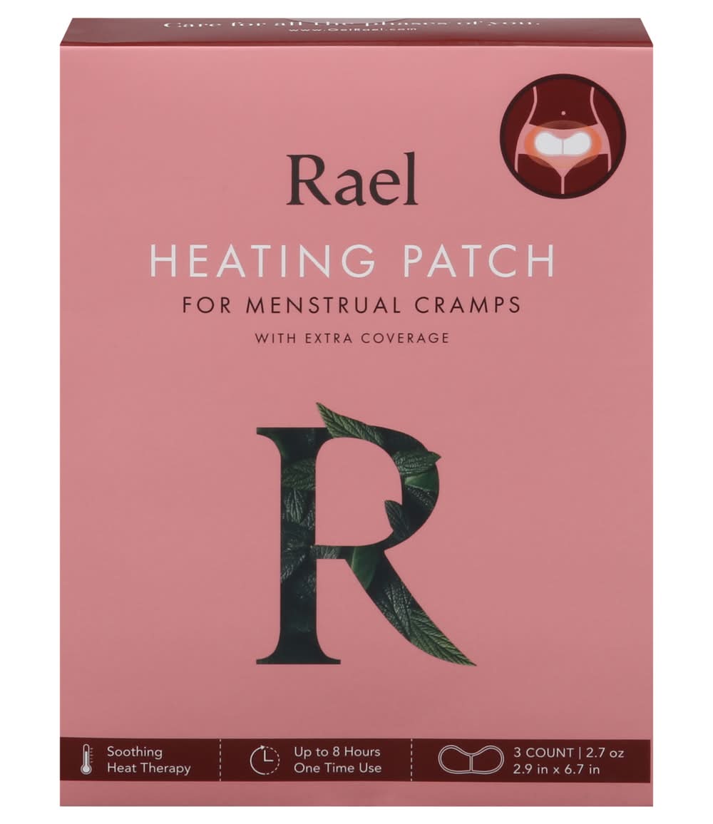 Rael Heating Patch With Extra Coverage For Menstrual Cramps, 2.9 in X 6.7 in (2.7 oz, 3 ct)