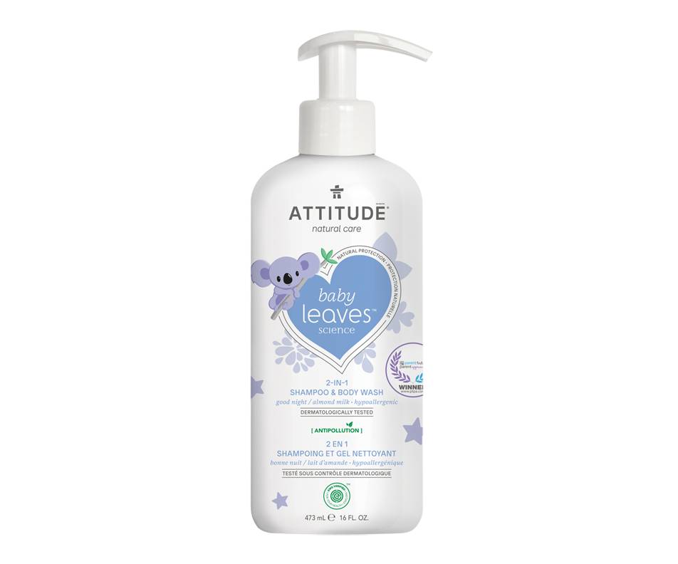 Attitude Baby Leaves 2-in-1 Natural Shampoo & Body Wash, Good Night (470 ml)
