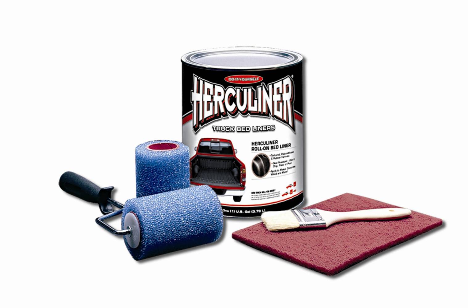 HERCULINER Black 1-Gallon Truck Bed Liner Kit | Polyurethane | Roller Included | Skid-Resistant | Rust Prevention | Durable & Textured Finish | HCL1B8