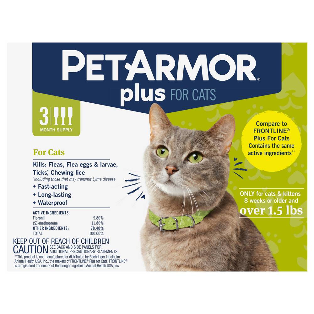 PetArmor Plus Flea & Tick Prevention For Cats (0.02 fl oz, 3 ct)