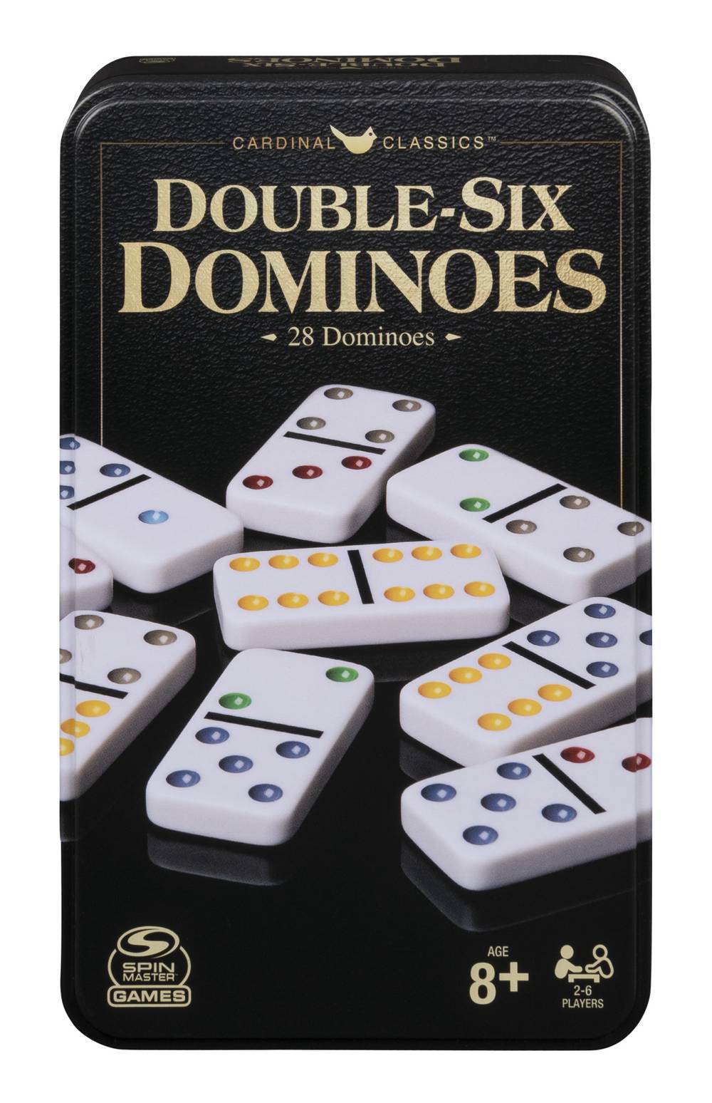Cardinal Games Traditions Double 6 Color Dot Dominoes in Tin