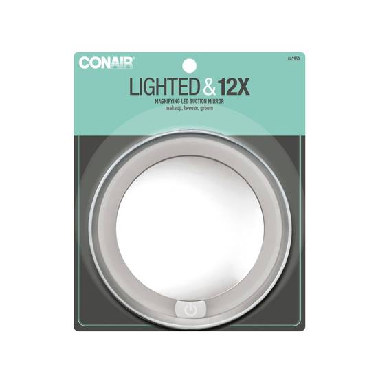Conair Lighted & 12x Magnifying LED Suction Mirror