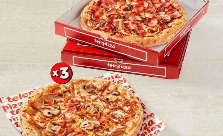 3 Pizzas Medianas masa fina (2 ing)