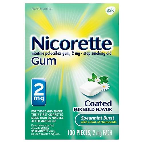 Nicorette Coated Nicotine Gum To Quit Smoking Spearmint - 100.0 ea