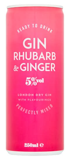 Sainsbury's Rhubarb - Ginger, Gin Perfectly Mixed (250ml)