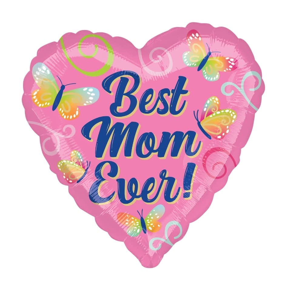 Mother   s Day Foil Balloon   Best Mom Ever Pink Heart
