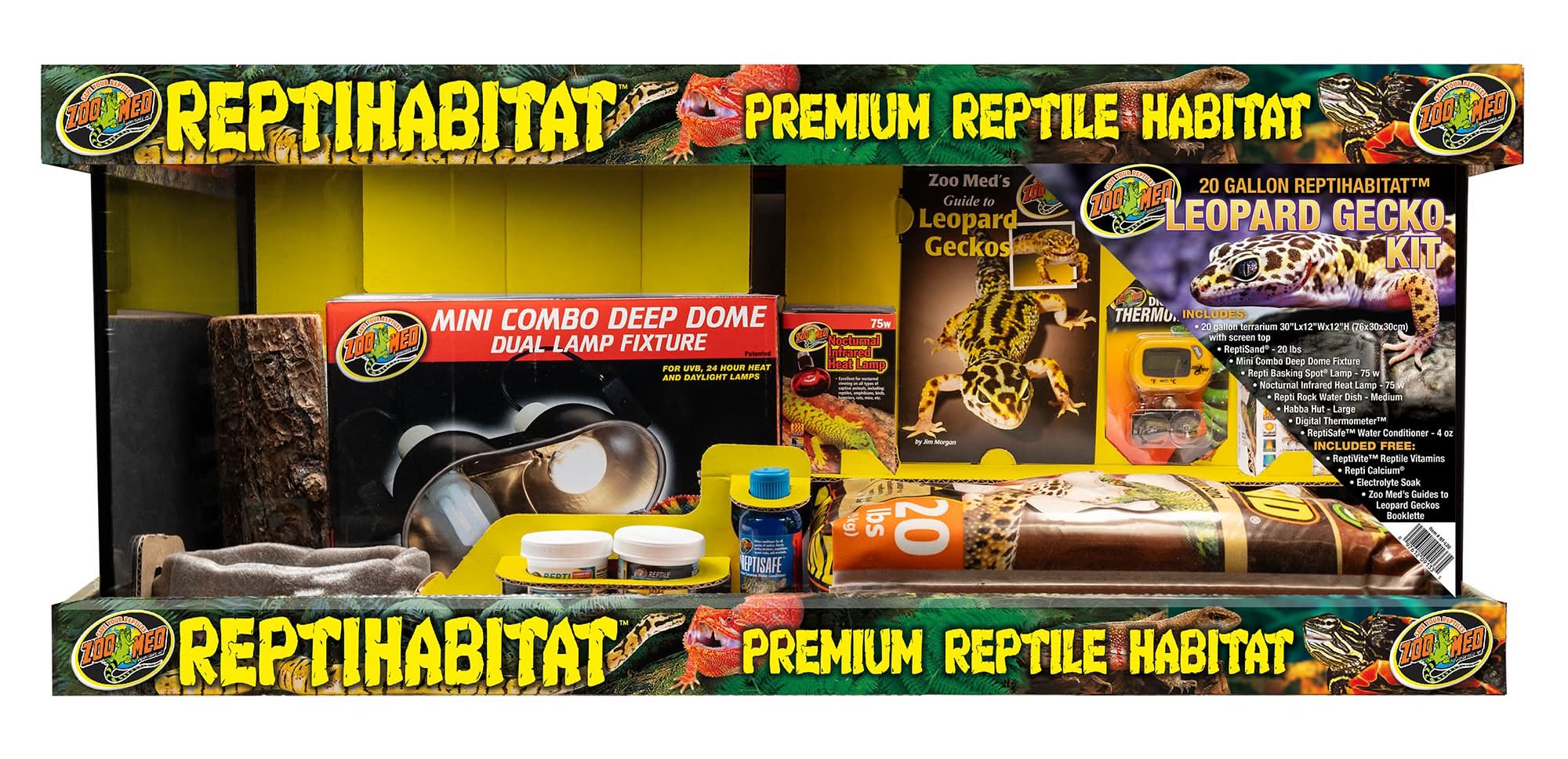 Zoo Med 20 Gallon Leopard Gecko ReptiHabitat Terrarium Kit (Size: 30\"L X 12\"W X 12\"H)