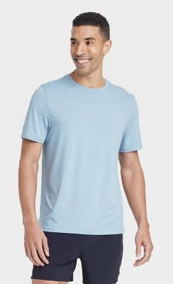 Men's Short Sleeve Performance T-Shirt - All In Motion™ Light Blue XL: Moisture Wicking, Quick Dry, Jersey Fabric