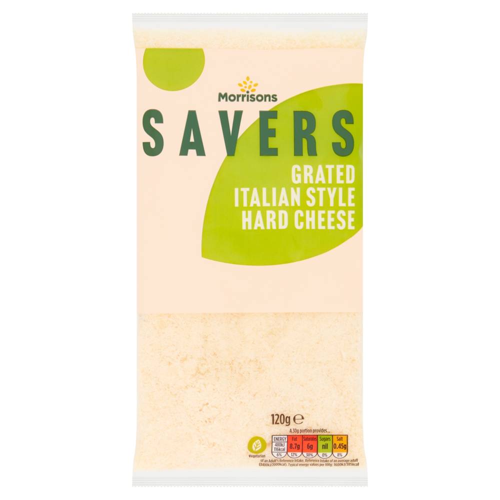 MORRISONS SAVERS GRATED ITALIAN STYLE HARD CHEESE 120G