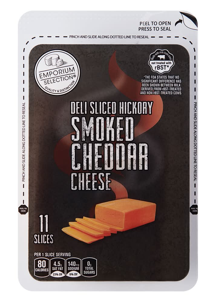 Emporium Selection Deli Sliced Hickory Smoked Cheddar Cheese (8 oz, 11 ct)