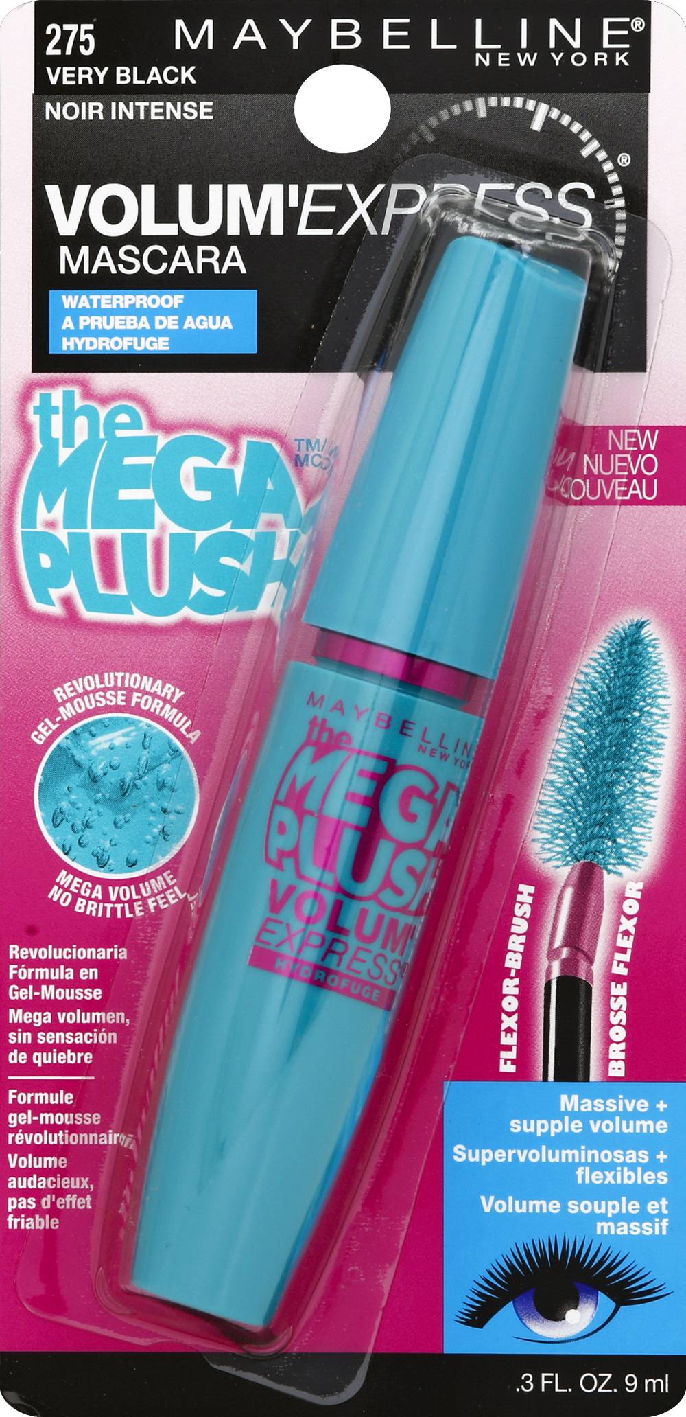 Maybelline 275 Very Black the Mega Plush Waterproof Mascara (0.3 fl oz)