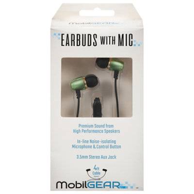 Earbuds With Mic Black Premium Sound High Performance Speakers - EA