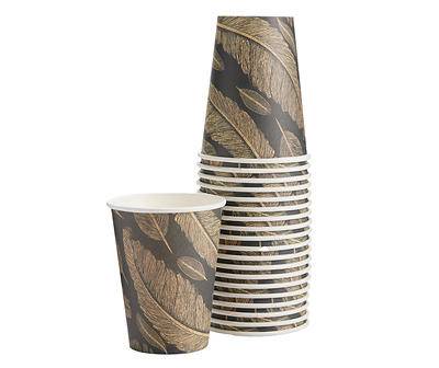 Green Feathers 12 Oz. Paper Cups, 20-Pack