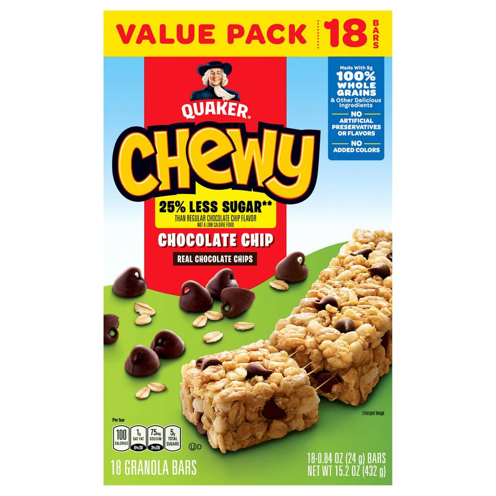 Quaker Chewy Chocolate Chip Granola Bars (0.84 oz, 18 ct)