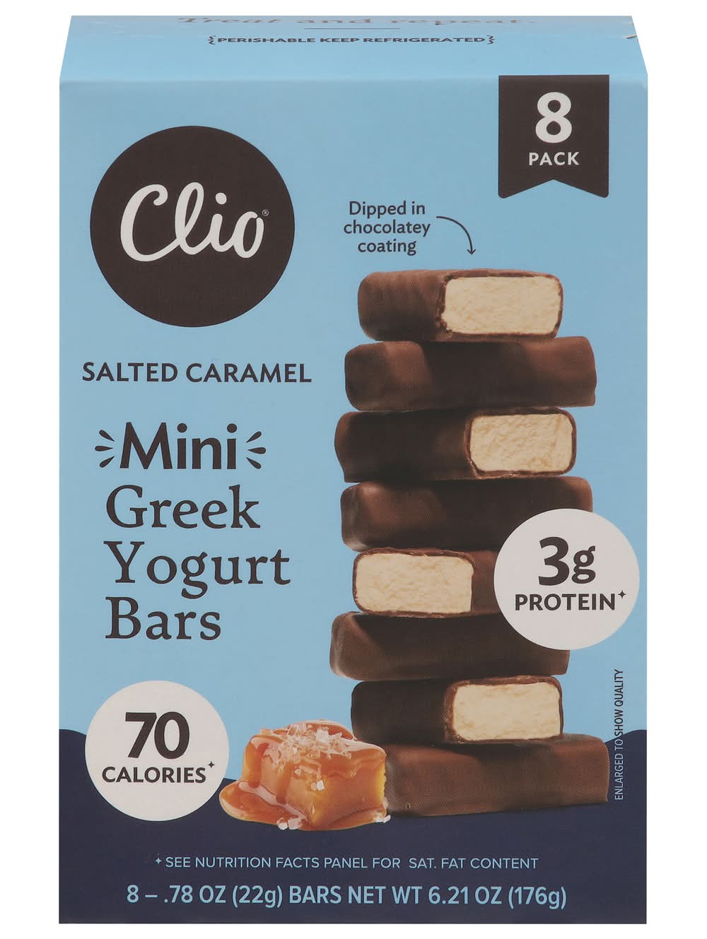 Clio Salted Caramel Greek Yogurt Mini Bars in Chocolatey Coating (6.21 oz)