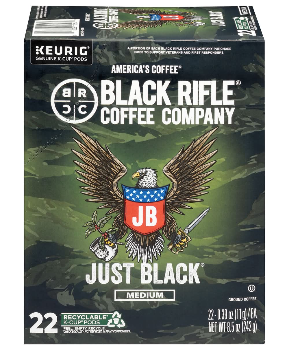 Black Rifle Coffee Company Just Black Medium Roast Coffee Pods (22 x 0.39 oz)