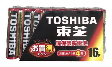 東芝Toshiba 4號環保碳鋅電池紅 (16 入)