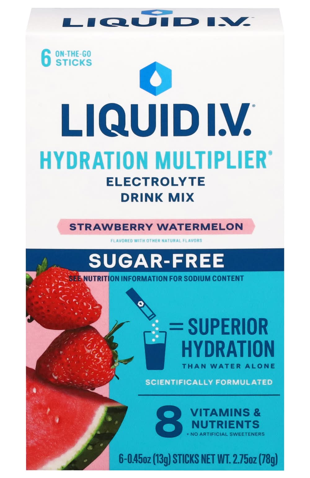 Liquid I.V. Hydration Multiplier Electrolyte Drink Mix, Strawberry Watermelon (6 x 0.45 oz)