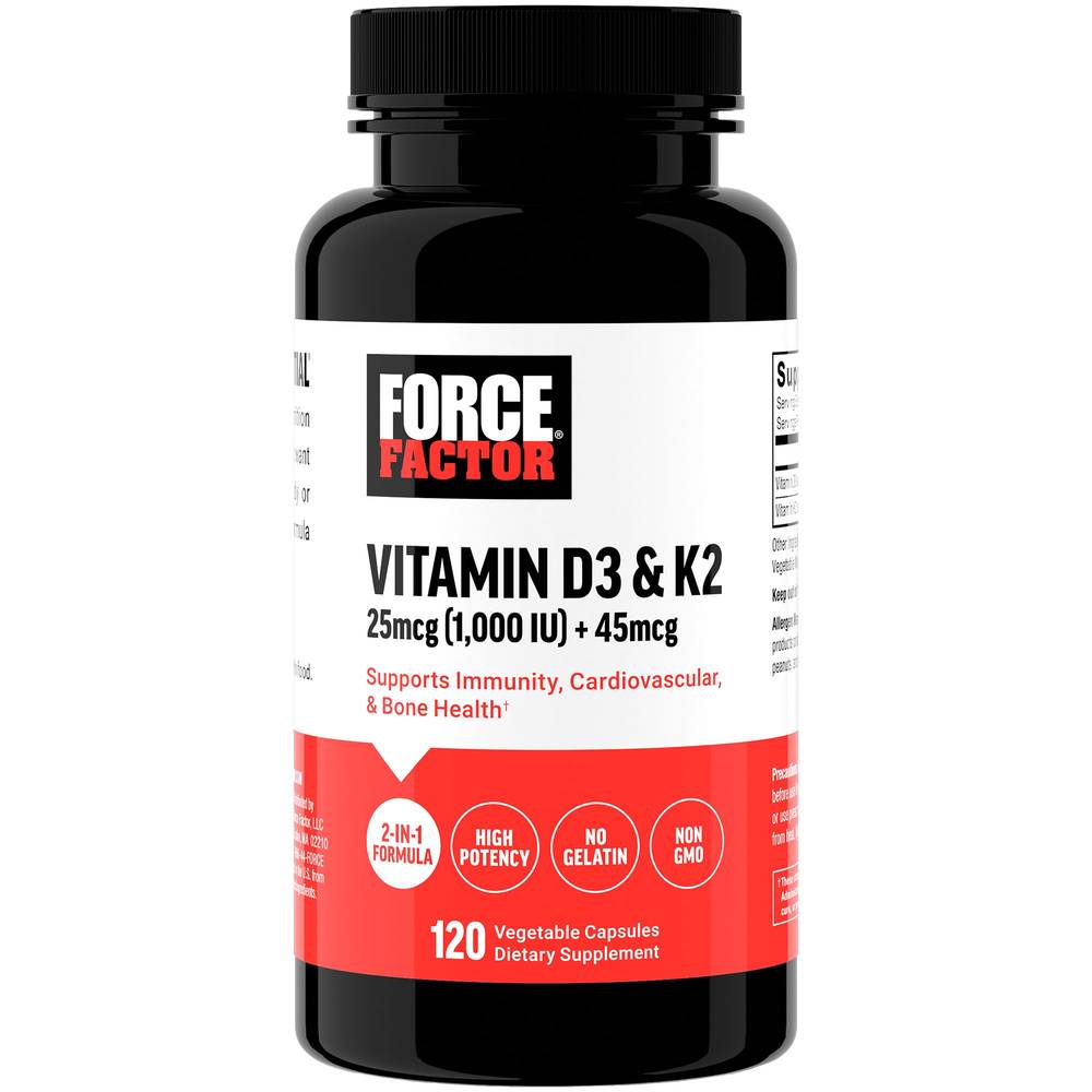 Vitamin D3 & K2 - Supports Immunity, Cardiovascular & Bone Health - 25Mcg Of Vitamin D3 (120 Capsules)