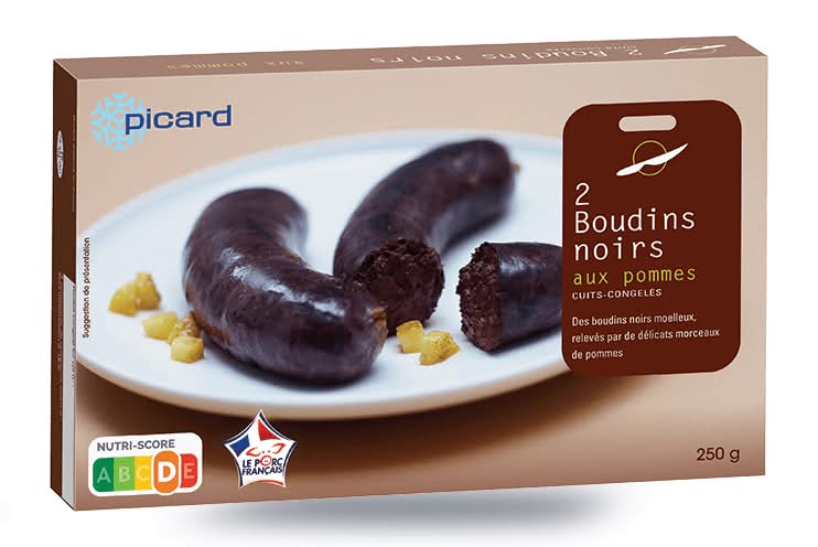 2 boudins noirs aux pommes, cuits