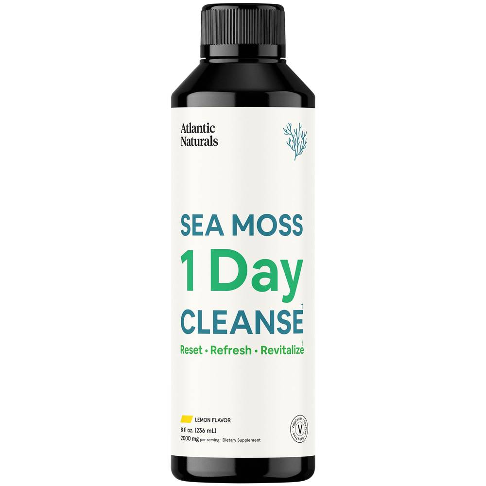 Atlantic Naturals Sea Moss 1 Day Cleanse Full Body Detox To Support Bowel Movements, Lemon (8 fl oz)