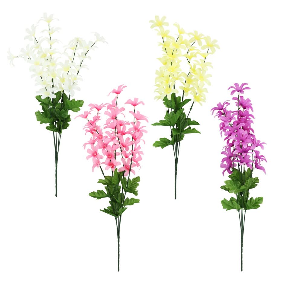 Floral Garden Artificial Five Stem Dripping Blossoms Flowers, 5x19 in, Assorted