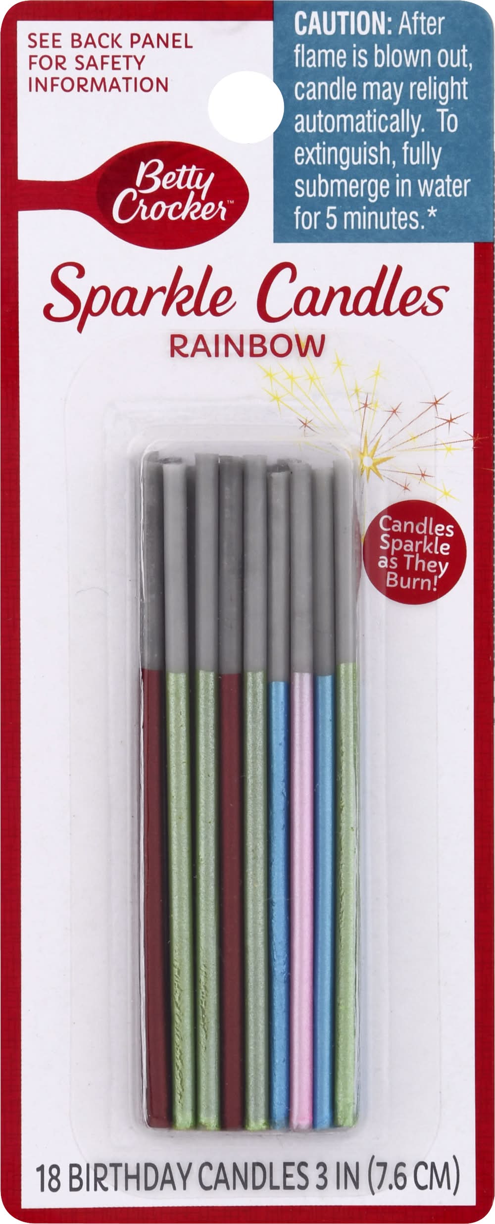 Betty Crocker Sparkle Rainbow Candles (1.6 oz)